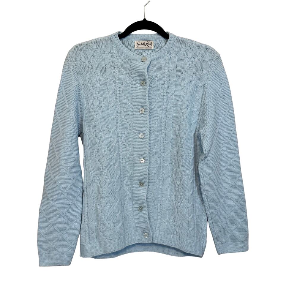 Cuddle Knit Cardigan Sweater Blue Medium